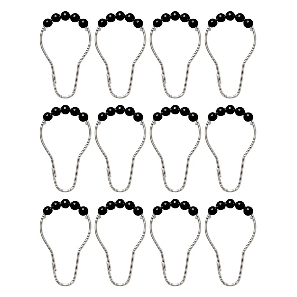 12 Metal Shower Curtain Hooks Set Easy Glide Rings Heavy Duty Bathroom Decor Rod