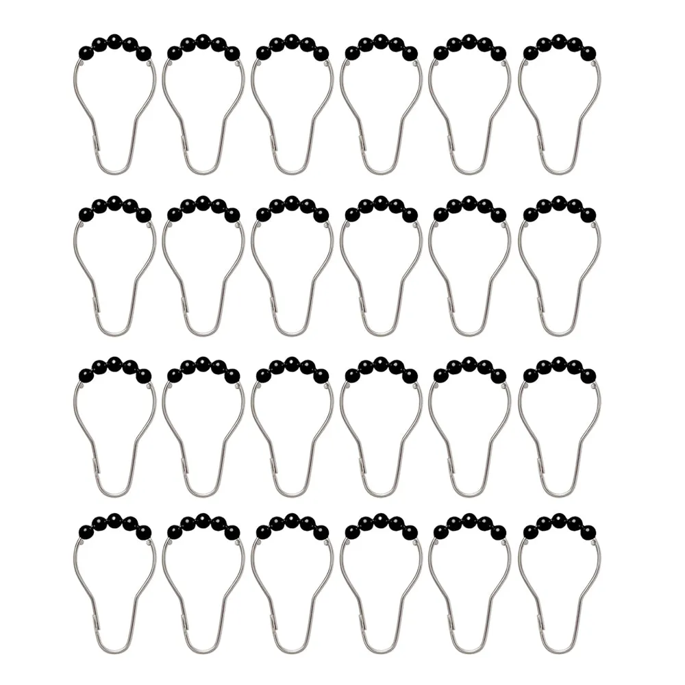 24 Pack Shower Curtain Rings Heavy Duty Hooks Bathroom Easy Glide Decorative Rod