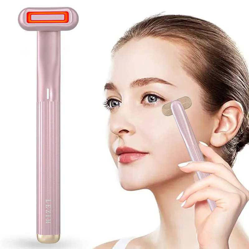 360° Rotary Skincare Wand – Red LED & Therapeutic Warmth for Eye & Face