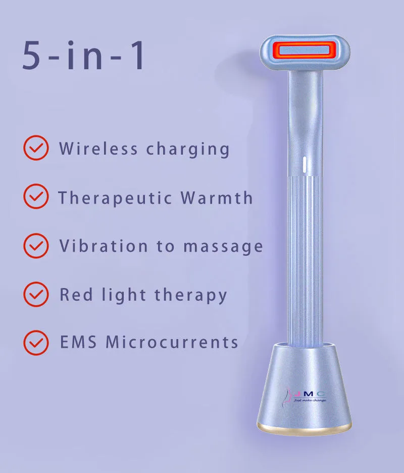 360° Rotary Skincare Wand – Red LED & Therapeutic Warmth for Eye & Face
