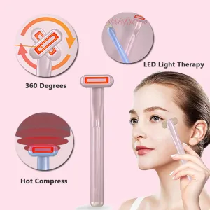 360° Rotary Skincare Wand – Red LED & Therapeutic Warmth for Eye & Face