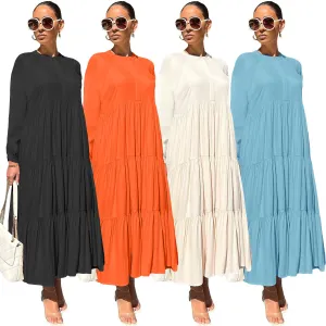 Autumn 2023 Women's Loose-Fit Short Sleeve Casual Dress – Effortless Style for the Season