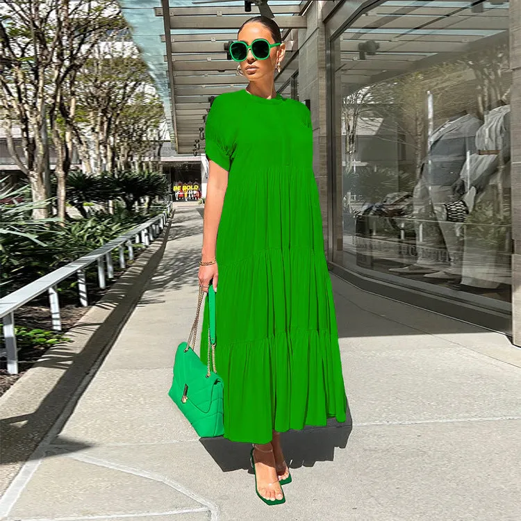 Autumn 2023 Women's Loose-Fit Short Sleeve Casual Dress – Effortless Style for the Season