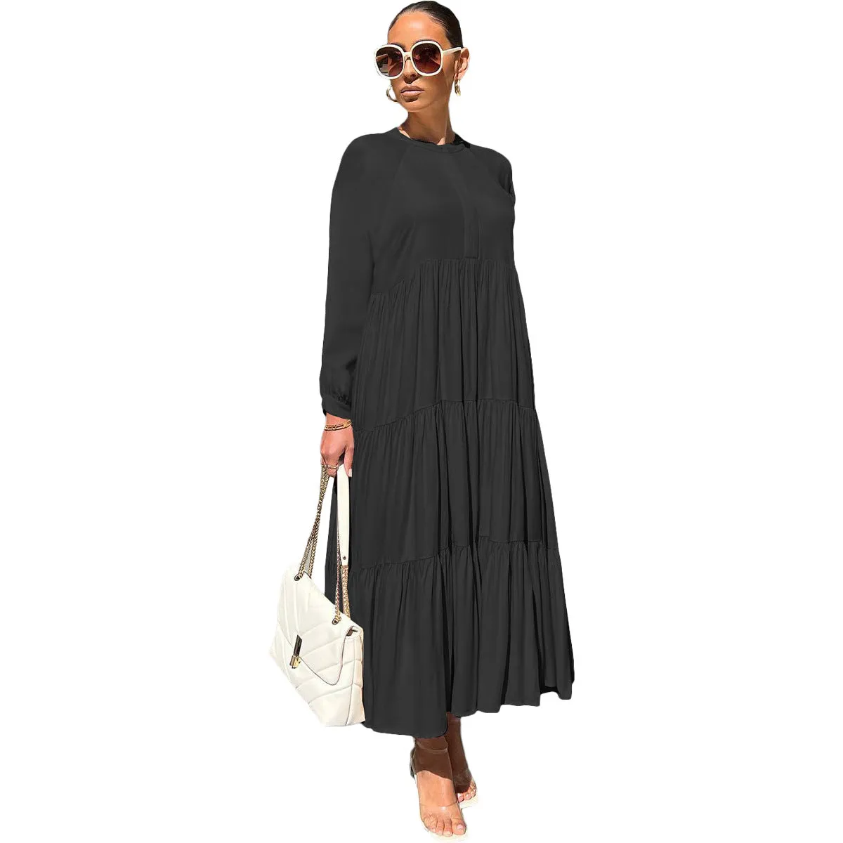 Autumn 2023 Women's Loose-Fit Short Sleeve Casual Dress – Effortless Style for the Season