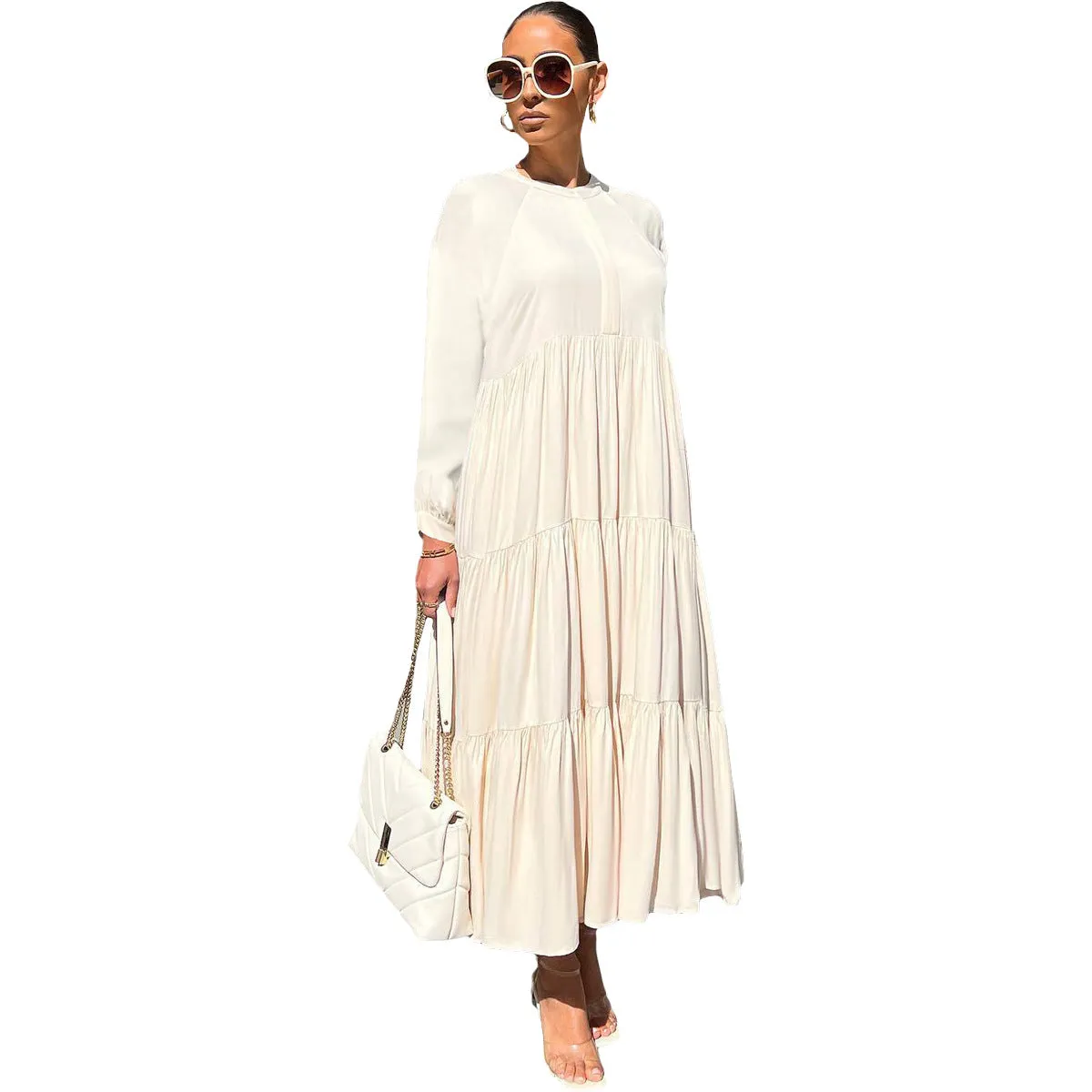Autumn 2023 Women's Loose-Fit Short Sleeve Casual Dress – Effortless Style for the Season