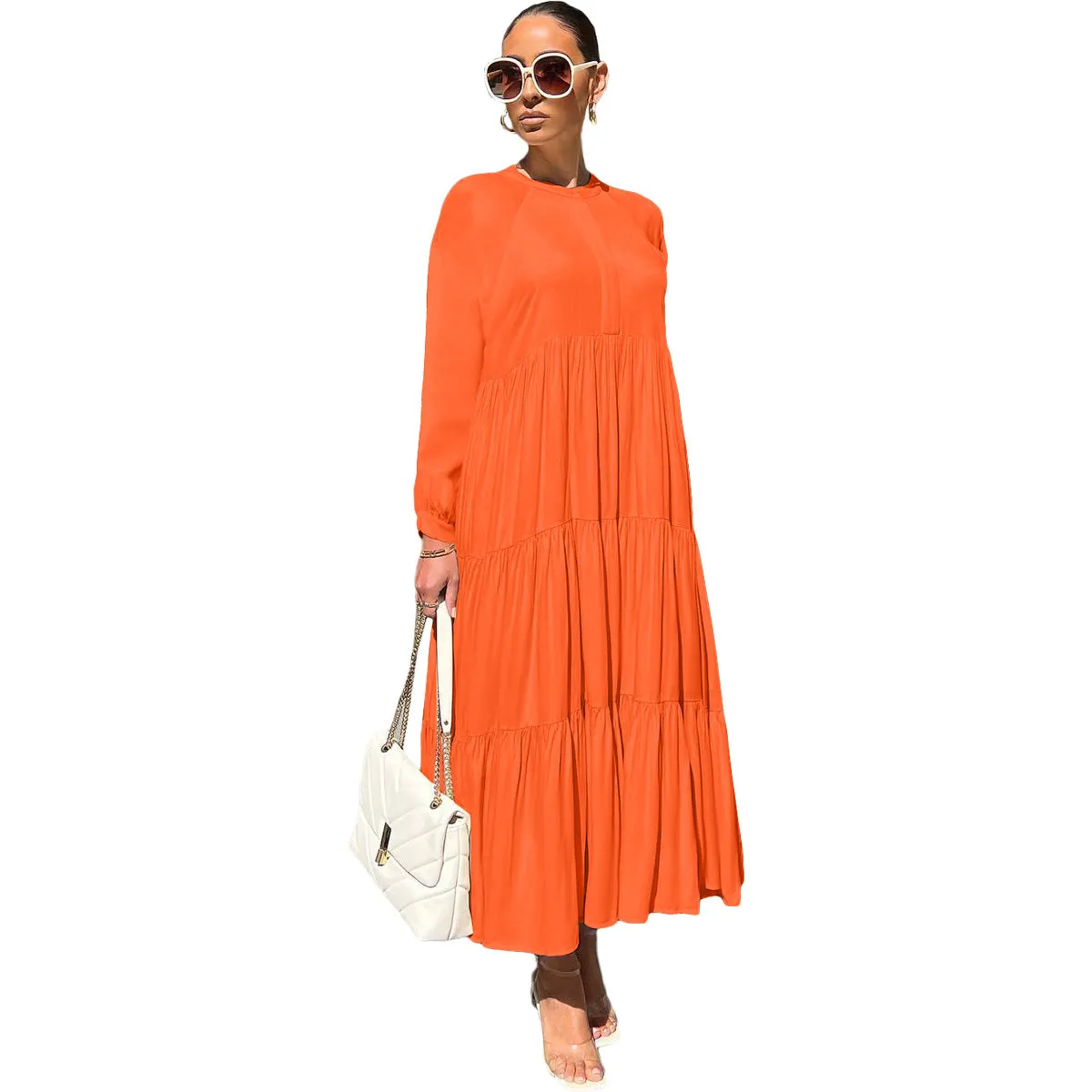Autumn 2023 Women's Loose-Fit Short Sleeve Casual Dress – Effortless Style for the Season