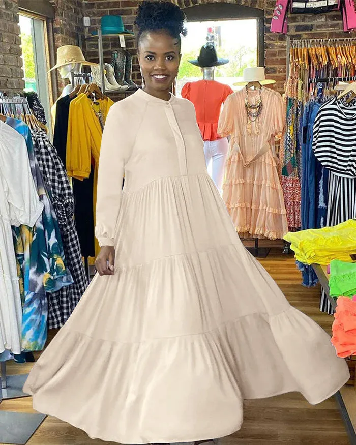 Autumn 2023 Women's Loose-Fit Short Sleeve Casual Dress – Effortless Style for the Season