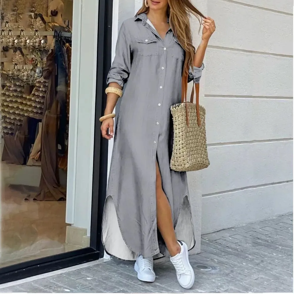 Casual Long Shirt Dress – Plus Size Summer & Autumn Fashion
