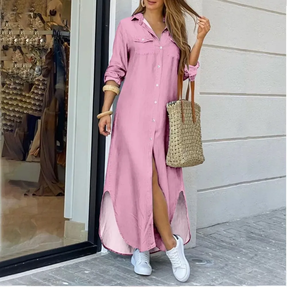 Casual Long Shirt Dress – Plus Size Summer & Autumn Fashion