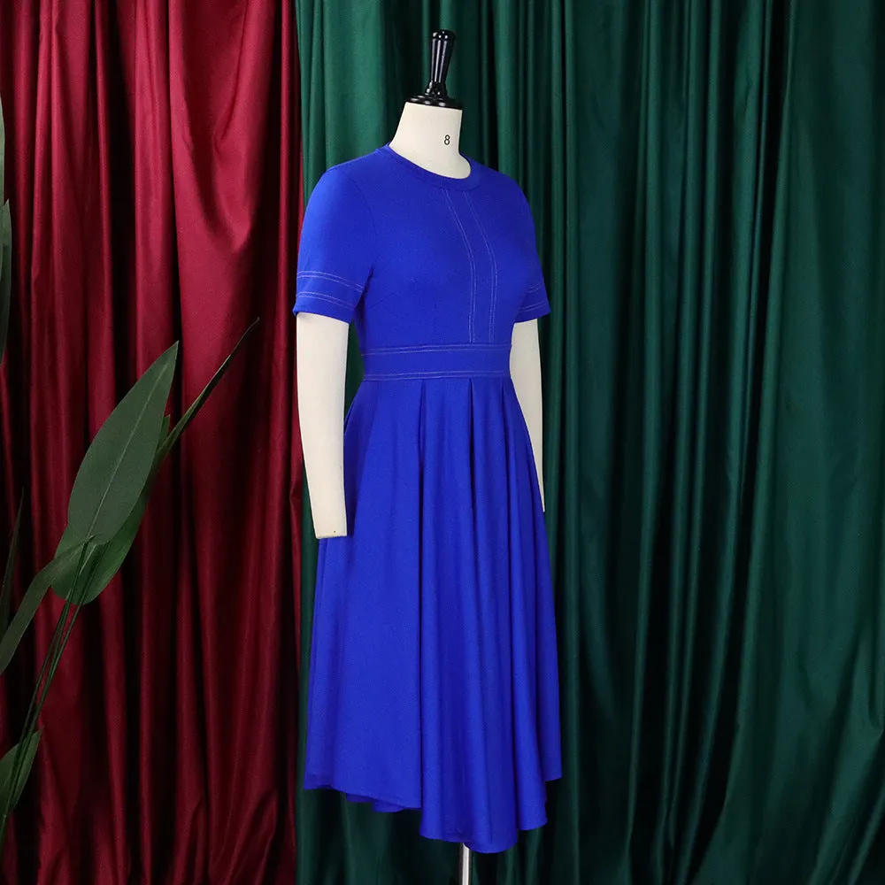 D385 Latest Design Summer Dresses - Elegant A-Line Short Sleeve Office Dress