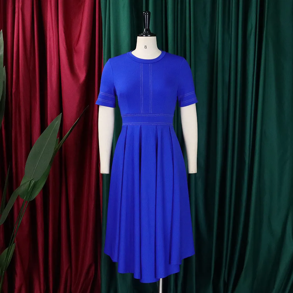 D385 Latest Design Summer Dresses - Elegant A-Line Short Sleeve Office Dress