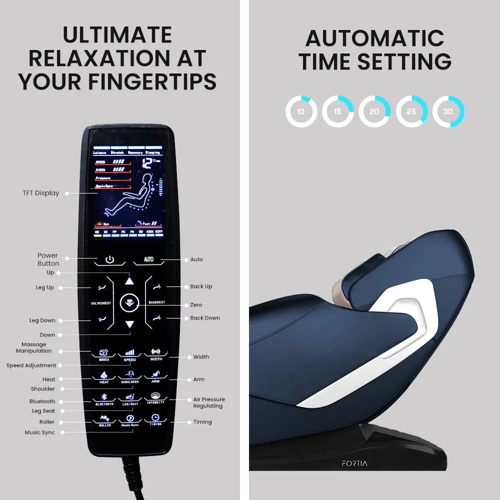 Electric Massage Chair Zero Gravity, Heat, Bluetooth, Full Body - FORTIA Cloud 9 MkII