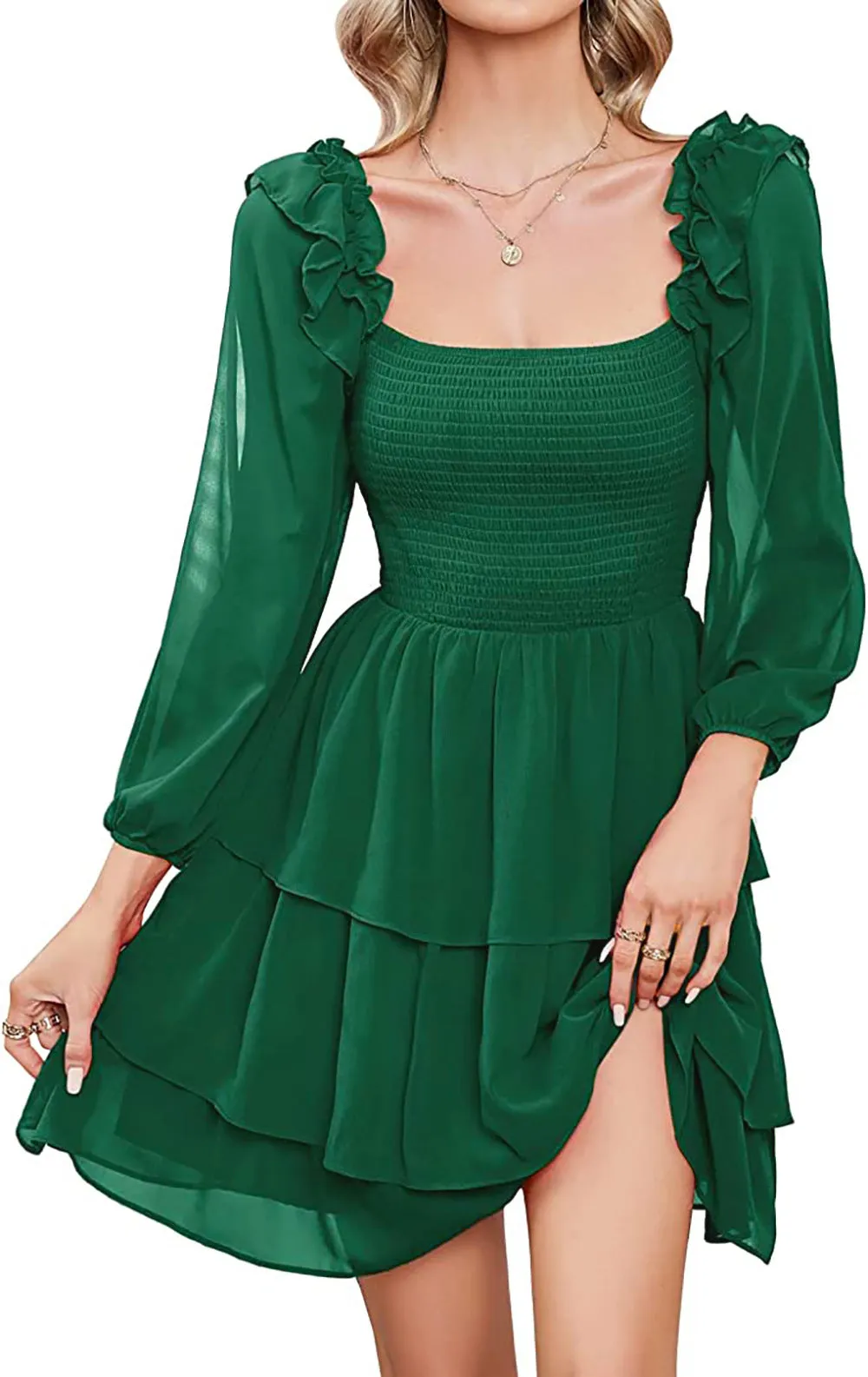 Elegant Square Neck Slim Fit Dress – Chic & Timeless Style