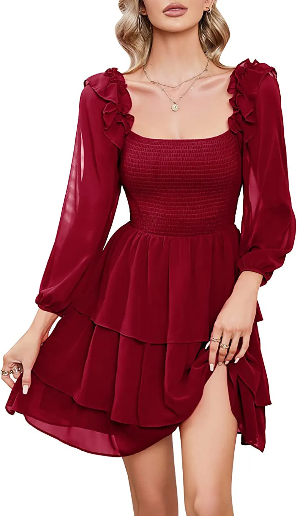 Elegant Square Neck Slim Fit Dress – Chic & Timeless Style