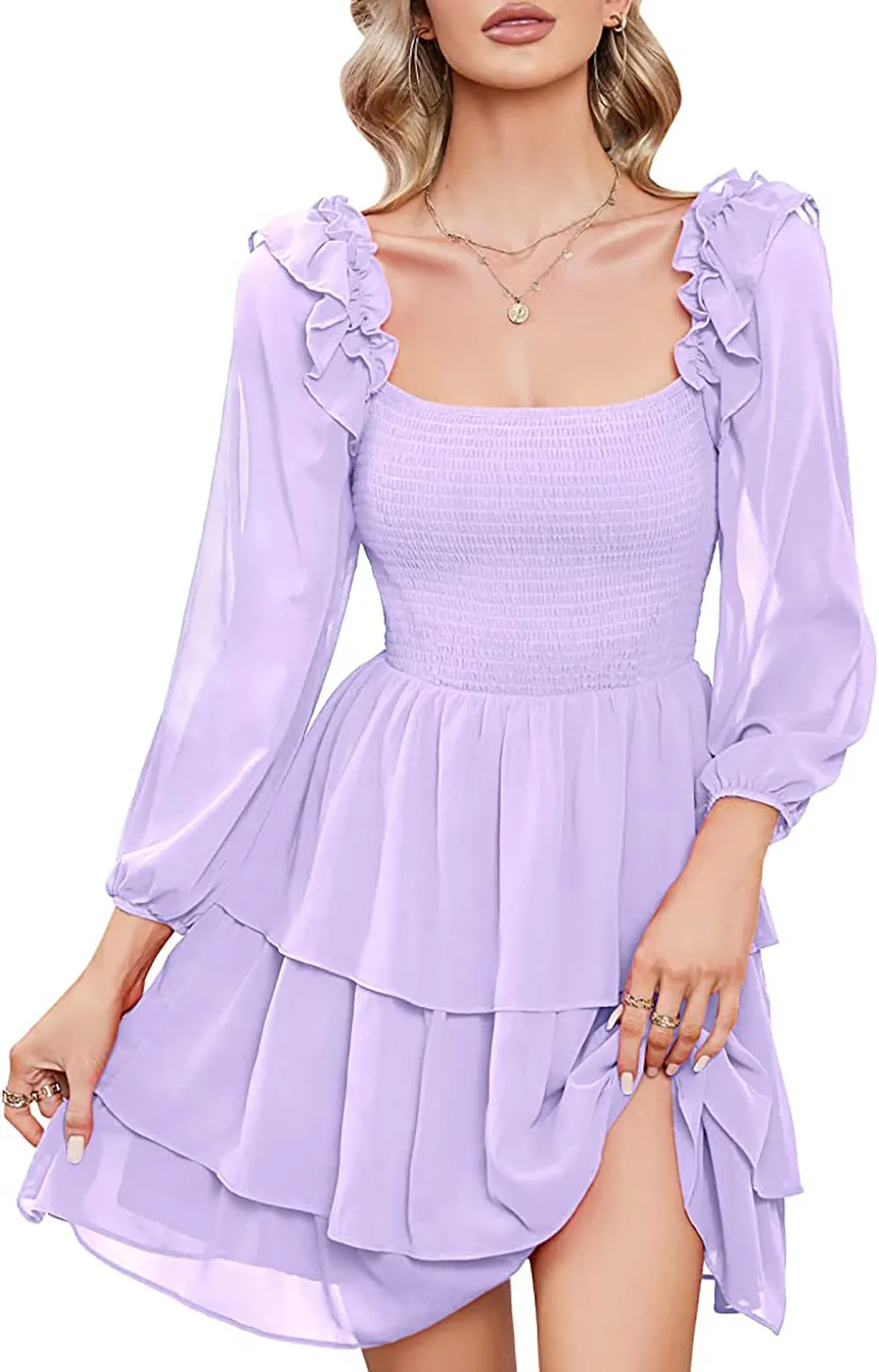 Elegant Square Neck Slim Fit Dress – Chic & Timeless Style