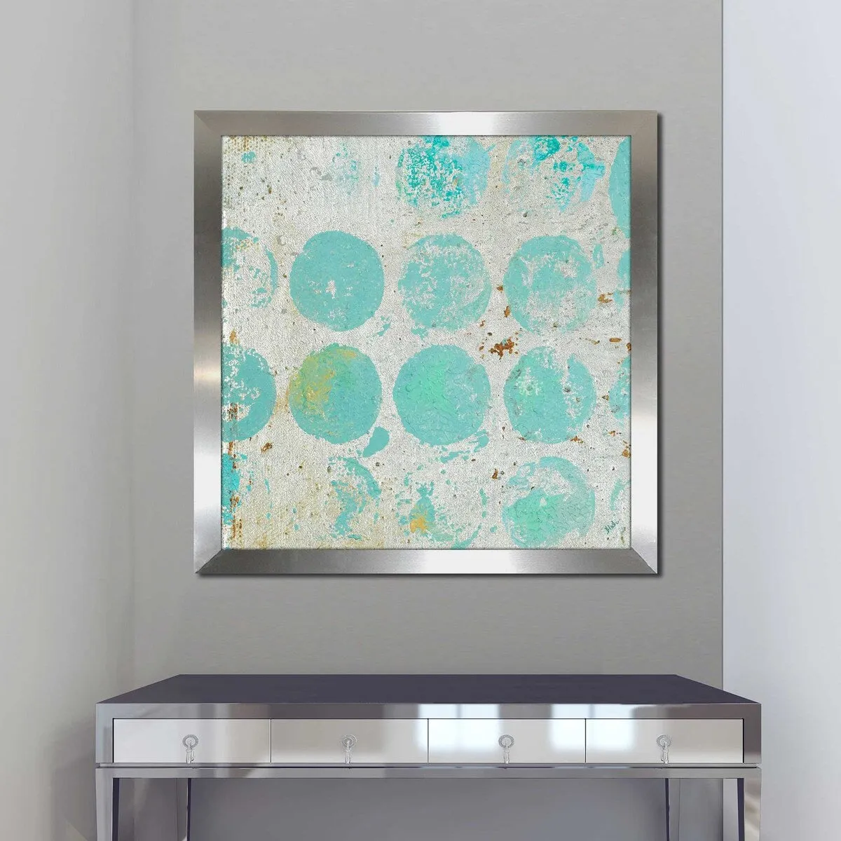 "Aqua Circles I (Square)" Print on Acrylic
