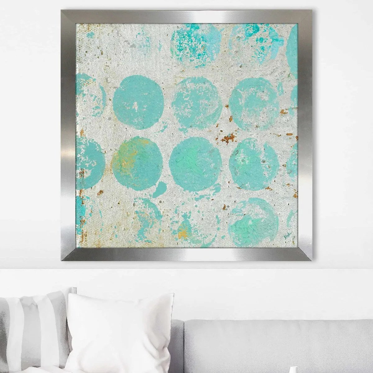 "Aqua Circles I (Square)" Print on Acrylic