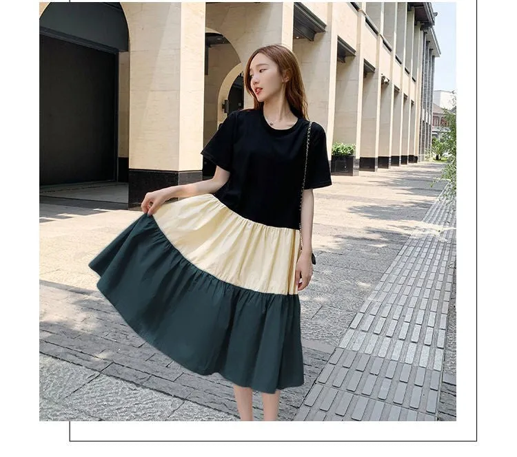 Stylish Korean Summer Dress – Patchwork Fashion for Women