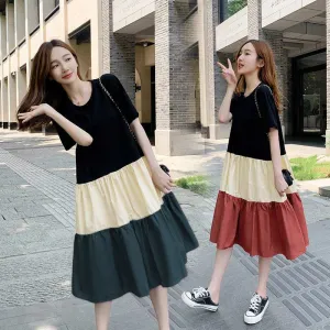 Stylish Korean Summer Dress – Patchwork Fashion for Women