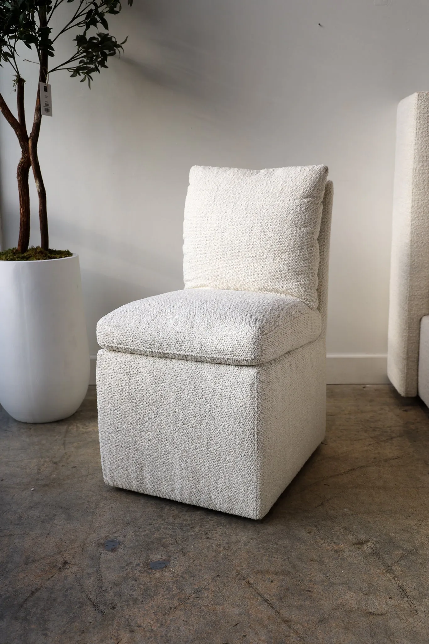 Trask Boucle Rolling Dining Chair