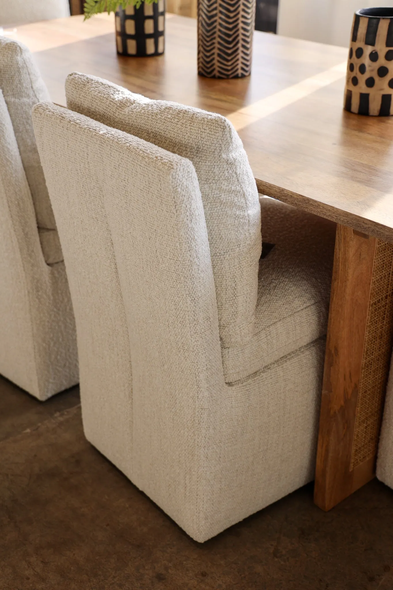 Trask Boucle Rolling Dining Chair
