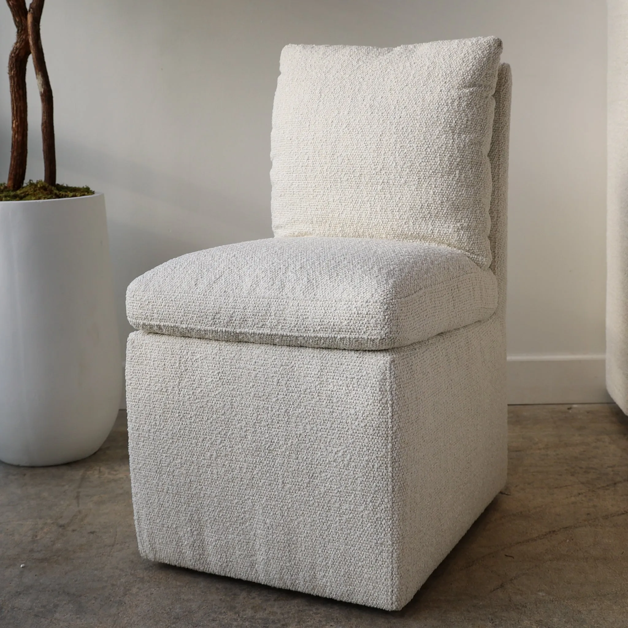 Trask Boucle Rolling Dining Chair