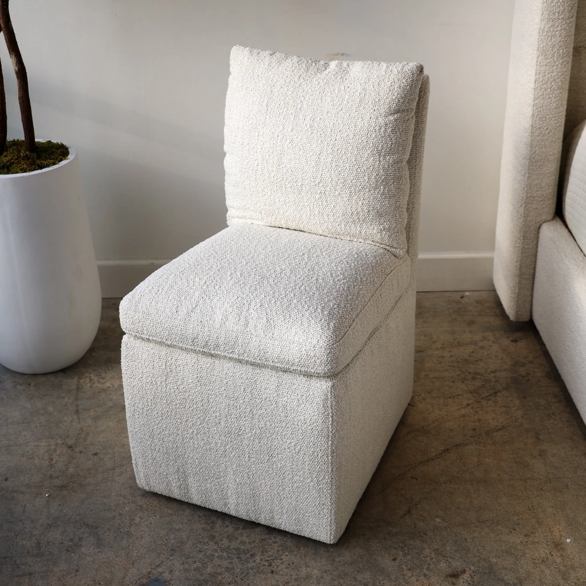 Trask Boucle Rolling Dining Chair