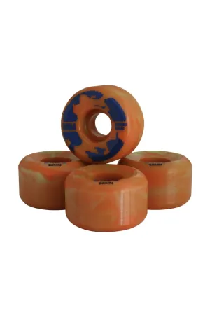 WAYWARD WHEELS 52MM SWIRL FORMULA 83B - FLURO ORANGE/LIGHT GREEN SWIRL